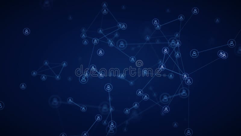 Global connection. Looping zoom in animation. Lines connecting people. Blue royalty free illustration