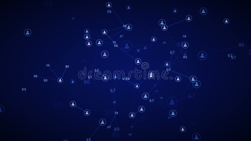 Global connection. Looping zoom in animation. Lines connecting people and numbers. royalty free illustration
