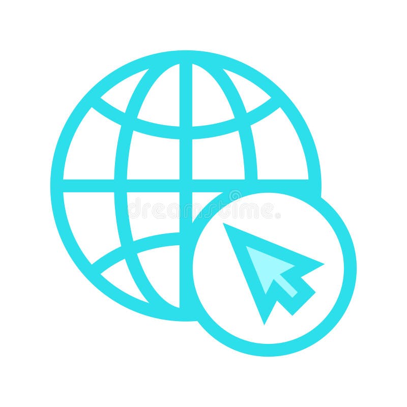 Global cursor color line icon stock illustration