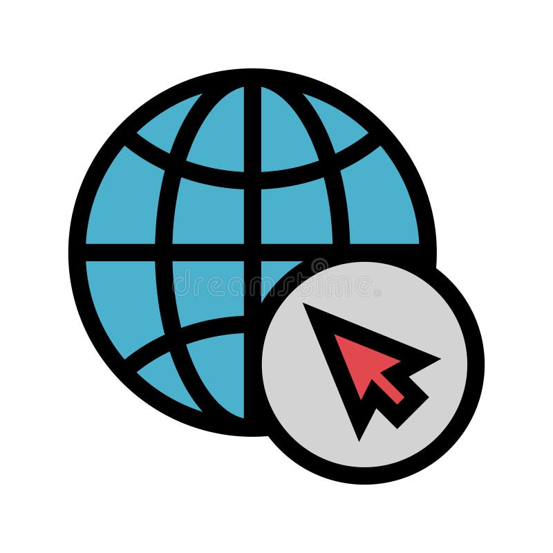 Global cursor color line icon royalty free illustration
