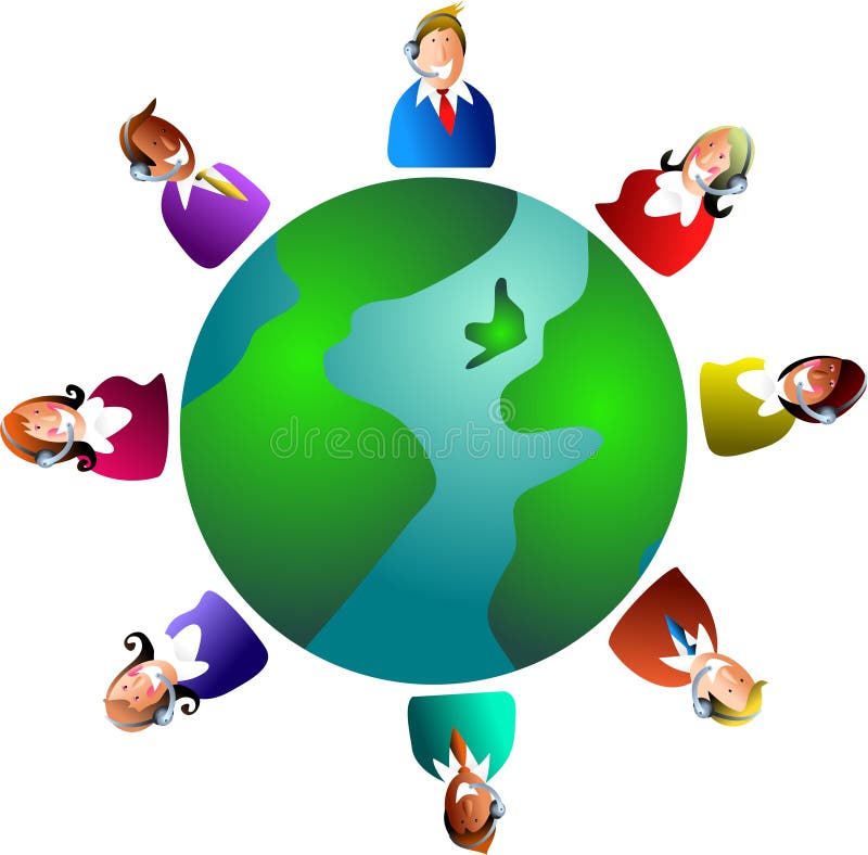 Global customer service stock illustration. Illustration of cooparation