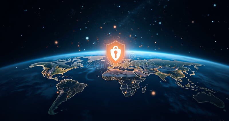 Global Cybersecurity Concept: Earth with Digital Shield and Network Connections. A futuristic depiction of the Earth, illuminated by vibrant city lights, overlaid with a glowing blue digital shield featuring a lock icon, symbolizing cybersecurity. The planet is surrounded by an intricate network of interconnected nodes and lines, representing global connectivity and data protection. This image conveys themes of digital security, internet safety, and the safeguarding of information in a connected world. Ideal for concepts related to cybersecurity solutions, data privacy, technology innovation, and global communication networks. Perfect for use in marketing materials, infographics, and educational content focused on tech-driven security initiatives. Cybersecurity and global communication, secure data network technology, cyberattack protection for worldwide connections, finance, IoT and cryptocurrencies, planet Earth in space, elements from NASA. Communication technology with global internet network connected in Europe. Telecommunication and data transfer european connection links. IoT, finance, business, blockchain, security. Secure Data Network Digital Cloud Computing Cyber Security Concept. Earth Element Furnished by Nasa. Technology Network Data Connection, Digital Data Network and Cyber Security Concept. Generative Ai. global, datum, technology, futuristic, connection, internet, business, communication, network, security, digital, big data, horizontal, global communications, abstract, concept, virtual reality, innovation, computer, background, global finance, information, protection, science, world map, blue, cloud computing, cyber, privacy, system, encryption, planet earth, internet of things, network server, cyberspace, glowing, networking, no people, online, illustration, blockchain, wireless technology, future, cybersecurity, software, web, earth, cryptocurrency, modern, illuminated, shield, tech, design, cloud, virtual, server, firewall, finance, hacker, curve, globe, copy space, computer graphic, space, threat, database, exchange, international, map, management, flying, development, artificial intelligence, safe, virus, access, outer space, lock, worldwide, service, private, password, safety, world, defense, bitcoin, iot, industry, attack, connect, graphic, globalization, computing, code, crime, interface, satellite, social media, binary code, social, planet, identity, grid, link, secure, speed, exchanging, antivirus, detection, spreading, hand, north america, blurred motion, motion, assessment, 3d, astronomy, coding, complexity, connected, confidential, connectivity, continent, detailed, climate change, dynamic, economy, flow, infrastructure, intelligent, monitor, key, flowing, dot, e-commerce, engineering, infographic, intelligence, marketing, prevention, research, smart, telecommunication, screen, protect, monitoring, risk, teamwork, trade, visualization, transfer, anti, working, wireless, artificial, backup, cellular, broadcasting, device, guard, governance, energy, compliance, login, information technology, person, wire, unlock, node, polygon, airport, incident, hologram, city life, mobile phone, dark, light effect, web page, social issues, icon, futurism, mobile app, red, advanced, african american, analyst, australian, binary, biotechnology, awareness, analyzing, australia, career, analysis, cartography, climate, colors, communicate, community, cooperation, crisis, drive, defocused, cut out, diversity, ethnic, fractal, galaxy, geography, flight, engineer, file, diverse, hardware, imagination, info, inspiration, improvement, image, growth, glow, ideas, logistic, leadership, machine, media, molecule, organization, path, panoramic, overlay, payment, performance, policy, platform, order, net, point, processing, real, robot, shine, storage, sparse, sending, politics, programming, relationship, sharing, sphere, stream, success, testing, time, trading, transportation, vibrant, universe, trend, transparent, topography, surveillance, structure, stratosphere, accessibility, wealth, wave, analytical, app, array, bank, automated, atom, behaviour, biometrics, chaos, center, businessman, control, data center, hack, mesh, night, orbiting, mobile, integration, edge, downloading, hacking, minority, office, potential, programmer, quantum, radio, route, response, spinning, spyware, vulnerability, spotted, safeguard, regulation, protocol, prediction, wifi, workstation, work, wired, coordinate, care, authorization, bandwidth, element, future technology, hexagon, eurasia, metric, phishing, padlock, madrid, new, powered, scam, security system, shape. Shield artificial intelligence stock images, royalty-free photos and pictures