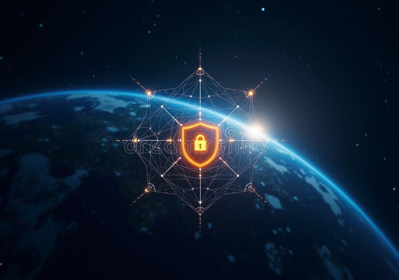 Global Cybersecurity Concept: Earth with Digital Shield and Network Connections. A futuristic depiction of the Earth, illuminated by vibrant city lights, overlaid with a glowing blue digital shield featuring a lock icon, symbolizing cybersecurity. The planet is surrounded by an intricate network of interconnected nodes and lines, representing global connectivity and data protection. This image conveys themes of digital security, internet safety, and the safeguarding of information in a connected world. Ideal for concepts related to cybersecurity solutions, data privacy, technology innovation, and global communication networks. Perfect for use in marketing materials, infographics, and educational content focused on tech-driven security initiatives. Cybersecurity and global communication, secure data network technology, cyberattack protection for worldwide connections, finance, IoT and cryptocurrencies, planet Earth in space, elements from NASA. Communication technology with global internet network connected in Europe. Telecommunication and data transfer european connection links. IoT, finance, business, blockchain, security. Secure Data Network Digital Cloud Computing Cyber Security Concept. Earth Element Furnished by Nasa. Technology Network Data Connection, Digital Data Network and Cyber Security Concept. Generative Ai. global, datum, technology, futuristic, connection, internet, business, communication, network, security, digital, big data, horizontal, global communications, abstract, concept, virtual reality, innovation, computer, background, global finance, information, protection, science, world map, blue, cloud computing, cyber, privacy, system, encryption, planet earth, internet of things, network server, cyberspace, glowing, networking, no people, online, illustration, blockchain, wireless technology, future, cybersecurity, software, web, earth, cryptocurrency, modern, illuminated, shield, tech, design, cloud, virtual, server, firewall, finance, hacker, curve, globe, copy space, computer graphic, space, threat, database, exchange, international, map, management, flying, development, artificial intelligence, safe, virus, access, outer space, lock, worldwide, service, private, password, safety, world, defense, bitcoin, iot, industry, attack, connect, graphic, globalization, computing, code, crime, interface, satellite, social media, binary code, social, planet, identity, grid, link, secure, speed, exchanging, antivirus, detection, spreading, hand, north america, blurred motion, motion, assessment, 3d, astronomy, coding, complexity, connected, confidential, connectivity, continent, detailed, climate change, dynamic, economy, flow, infrastructure, intelligent, monitor, key, flowing, dot, e-commerce, engineering, infographic, intelligence, marketing, prevention, research, smart, telecommunication, screen, protect, monitoring, risk, teamwork, trade, visualization, transfer, anti, working, wireless, artificial, backup, cellular, broadcasting, device, guard, governance, energy, compliance, login, information technology, person, wire, unlock, node, polygon, airport, incident, hologram, city life, mobile phone, dark, light effect, web page, social issues, icon, futurism, mobile app, red, advanced, african american, analyst, australian, binary, biotechnology, awareness, analyzing, australia, career, analysis, cartography, climate, colors, communicate, community, cooperation, crisis, drive, defocused, cut out, diversity, ethnic, fractal, galaxy, geography, flight, engineer, file, diverse, hardware, imagination, info, inspiration, improvement, image, growth, glow, ideas, logistic, leadership, machine, media, molecule, organization, path, panoramic, overlay, payment, performance, policy, platform, order, net, point, processing, real, robot, shine, storage, sparse, sending, politics, programming, relationship, sharing, sphere, stream, success, testing, time, trading, transportation, vibrant, universe, trend, transparent, topography, surveillance, structure, stratosphere, accessibility, wealth, wave, analytical, app, array, bank, automated, atom, behaviour, biometrics, chaos, center, businessman, control, data center, hack, mesh, night, orbiting, mobile, integration, edge, downloading, hacking, minority, office, potential, programmer, quantum, radio, route, response, spinning, spyware, vulnerability, spotted, safeguard, regulation, protocol, prediction, wifi, workstation, work, wired, coordinate, care, authorization, bandwidth, element, future technology, hexagon, eurasia, metric, phishing, padlock, madrid, new, powered, scam, security system, shape. Shield artificial intelligence stock images, royalty-free photos and pictures