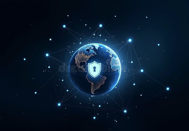 Global Cybersecurity Concept: Earth with Digital Shield and Network Connections. A futuristic depiction of the Earth, illuminated by vibrant city lights, overlaid with a glowing blue digital shield featuring a lock icon, symbolizing cybersecurity. The planet is surrounded by an intricate network of interconnected nodes and lines, representing global connectivity and data protection. This image conveys themes of digital security, internet safety, and the safeguarding of information in a connected world. Ideal for concepts related to cybersecurity solutions, data privacy, technology innovation, and global communication networks. Perfect for use in marketing materials, infographics, and educational content focused on tech-driven security initiatives. Cybersecurity and global communication, secure data network technology, cyberattack protection for worldwide connections, finance, IoT and cryptocurrencies, planet Earth in space, elements from NASA. Communication technology with global internet network connected in Europe. Telecommunication and data transfer european connection links. IoT, finance, business, blockchain, security. Secure Data Network Digital Cloud Computing Cyber Security Concept. Earth Element Furnished by Nasa. Technology Network Data Connection, Digital Data Network and Cyber Security Concept. Generative Ai. global, datum, technology, futuristic, connection, internet, business, communication, network, security, digital, big data, horizontal, global communications, abstract, concept, virtual reality, innovation, computer, background, global finance, information, protection, science, world map, blue, cloud computing, cyber, privacy, system, encryption, planet earth, internet of things, network server, cyberspace, glowing, networking, no people, online, illustration, blockchain, wireless technology, future, cybersecurity, software, web, earth, cryptocurrency, modern, illuminated, shield, tech, design, cloud, virtual, server, firewall, finance, hacker, curve, globe, copy space, computer graphic, space, threat, database, exchange, international, map, management, flying, development, artificial intelligence, safe, virus, access, outer space, lock, worldwide, service, private, password, safety, world, defense, bitcoin, iot, industry, attack, connect, graphic, globalization, computing, code, crime, interface, satellite, social media, binary code, social, planet, identity, grid, link, secure, speed, exchanging, antivirus, detection, spreading, hand, north america, blurred motion, motion, assessment, 3d, astronomy, coding, complexity, connected, confidential, connectivity, continent, detailed, climate change, dynamic, economy, flow, infrastructure, intelligent, monitor, key, flowing, dot, e-commerce, engineering, infographic, intelligence, marketing, prevention, research, smart, telecommunication, screen, protect, monitoring, risk, teamwork, trade, visualization, transfer, anti, working, wireless, artificial, backup, cellular, broadcasting, device, guard, governance, energy, compliance, login, information technology, person, wire, unlock, node, polygon, airport, incident, hologram, city life, mobile phone, dark, light effect, web page, social issues, icon, futurism, mobile app, red, advanced, african american, analyst, australian, binary, biotechnology, awareness, analyzing, australia, career, analysis, cartography, climate, colors, communicate, community, cooperation, crisis, drive, defocused, cut out, diversity, ethnic, fractal, galaxy, geography, flight, engineer, file, diverse, hardware, imagination, info, inspiration, improvement, image, growth, glow, ideas, logistic, leadership, machine, media, molecule, organization, path, panoramic, overlay, payment, performance, policy, platform, order, net, point, processing, real, robot, shine, storage, sparse, sending, politics, programming, relationship, sharing, sphere, stream, success, testing, time, trading, transportation, vibrant, universe, trend, transparent, topography, surveillance, structure, stratosphere, accessibility, wealth, wave, analytical, app, array, bank, automated, atom, behaviour, biometrics, chaos, center, businessman, control, data center, hack, mesh, night, orbiting, mobile, integration, edge, downloading, hacking, minority, office, potential, programmer, quantum, radio, route, response, spinning, spyware, vulnerability, spotted, safeguard, regulation, protocol, prediction, wifi, workstation, work, wired, coordinate, care, authorization, bandwidth, element, future technology, hexagon, eurasia, metric, phishing, padlock, madrid, new, powered, scam, security system, shape. Shield artificial intelligence stock images, royalty-free photos and pictures