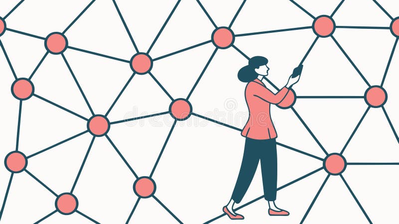 Global Data Network: Person Connecting with Digital World, vector design Generative AI stock illustration