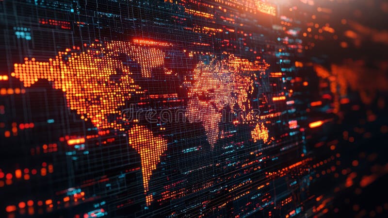 Global data visualization digital world map infographic technology abstract futuristic royalty free stock photos
