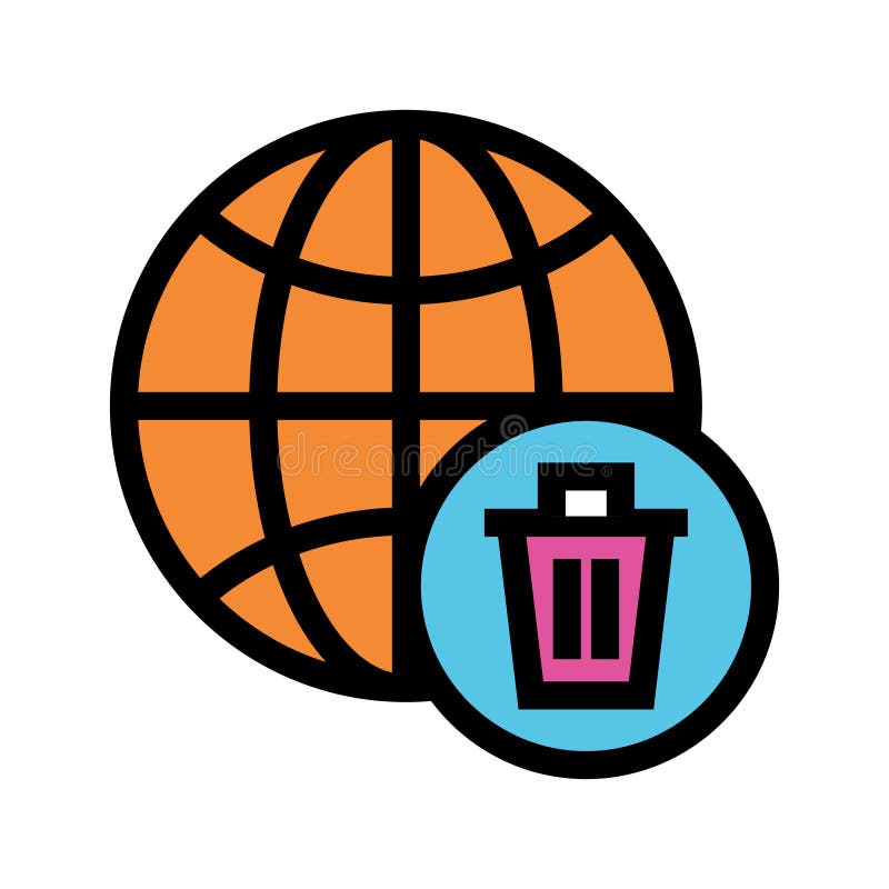 Global delete color line icon vector illustration