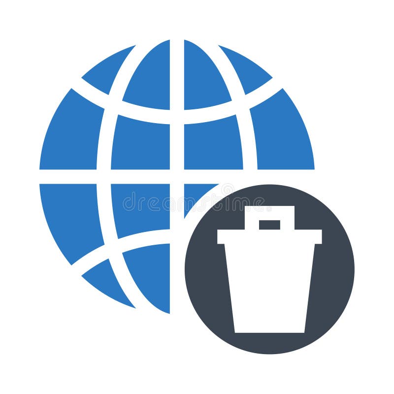 Global delete glyphs double color icon vector illustration