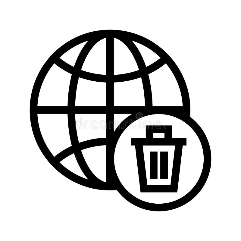 Global delete vector line icon royalty free illustration