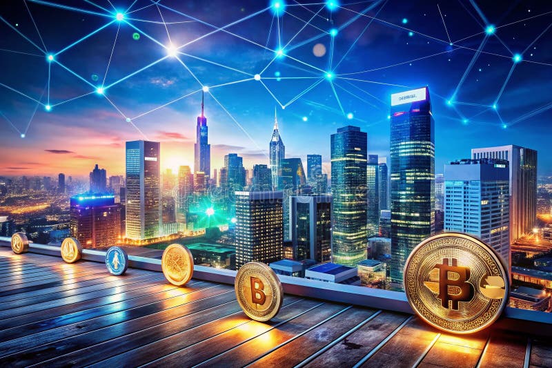 Global Digital Finance Network Exploring the Future of Cryptocurrency and Decentralized Finance vector illustration
