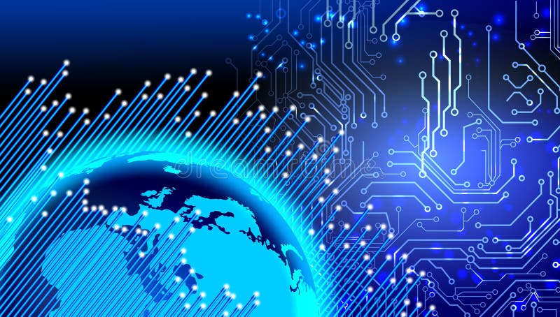 Global digital technology concept. digital blue data orbits. world network technology. technology communication. royalty free illustration Global digital technology concept. digital blue data orbits. world network technology. technology communication. royalty free illustration