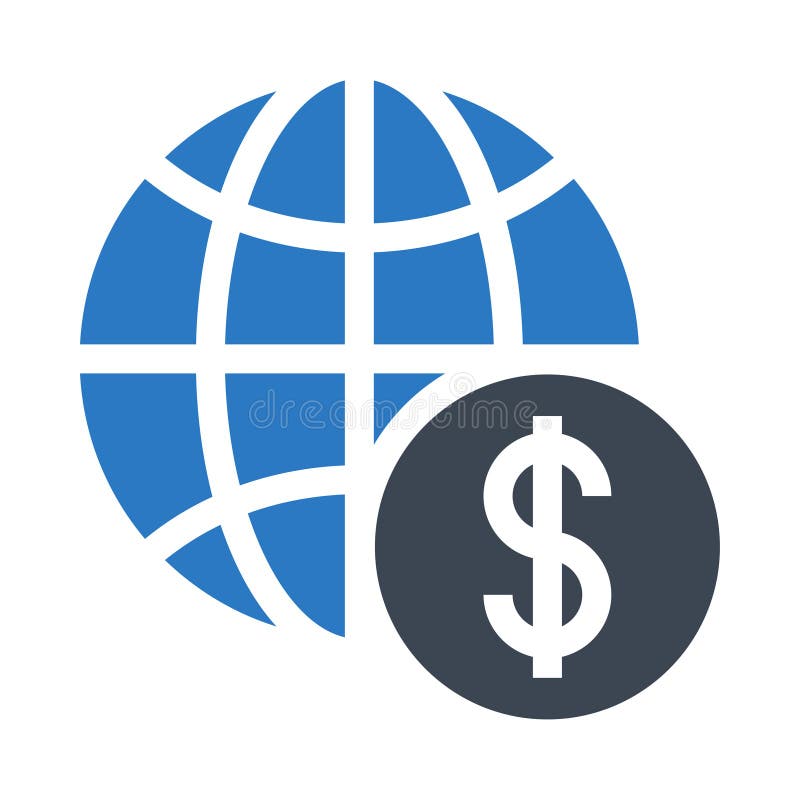 Global dollar glyphs double color icon vector illustration