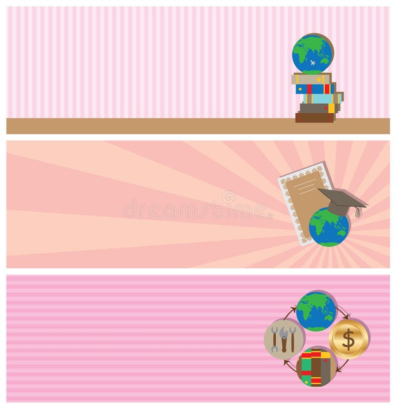 Global education banner set stock illustration