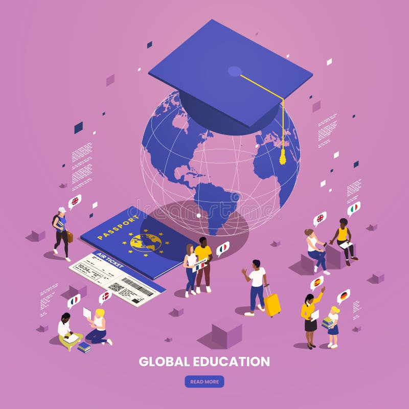 Global Education Isometric Composition royalty free illustration