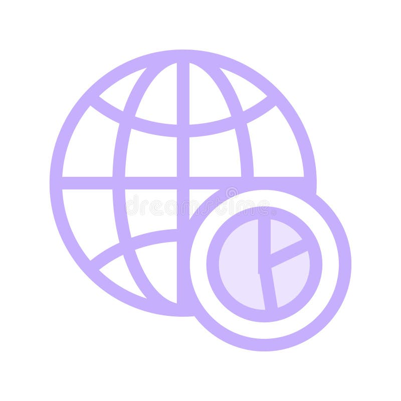 Global graph color line icon stock illustration