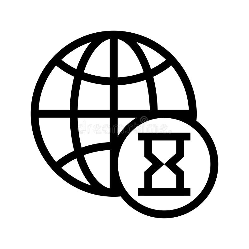 Global hourglass vector line icon stock illustration