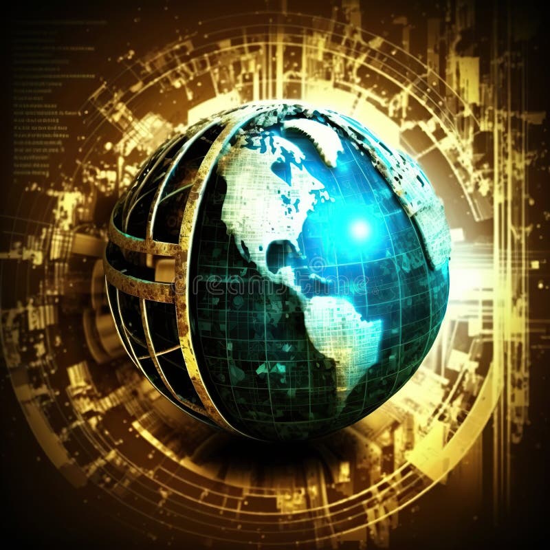 Global information technology techno background vector illustration