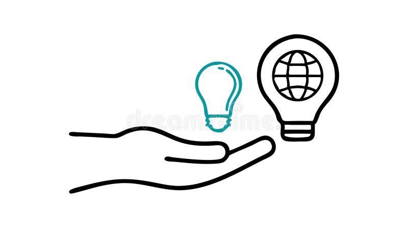 Global Innovation Hand Icon. World, Creativity, Solution, Progress, vector design Generative AI royalty free illustration