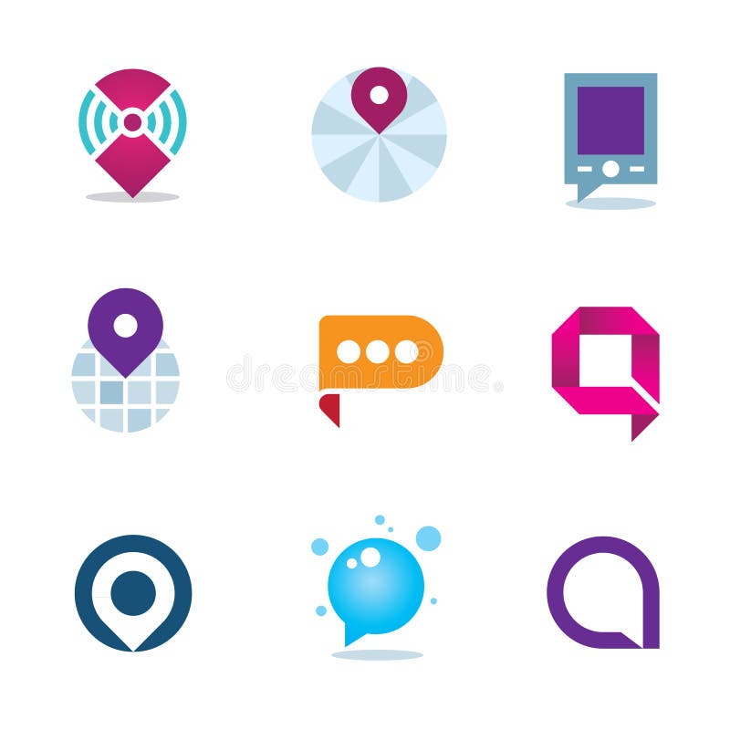 Global internet community in home system positioning logo icon stock illustration
