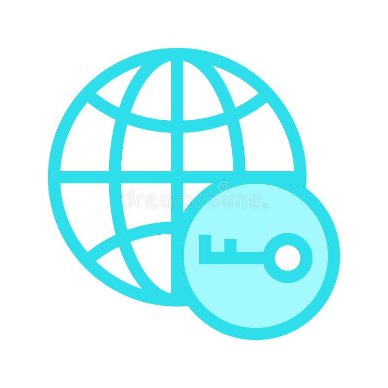 Global key color line icon royalty free illustration