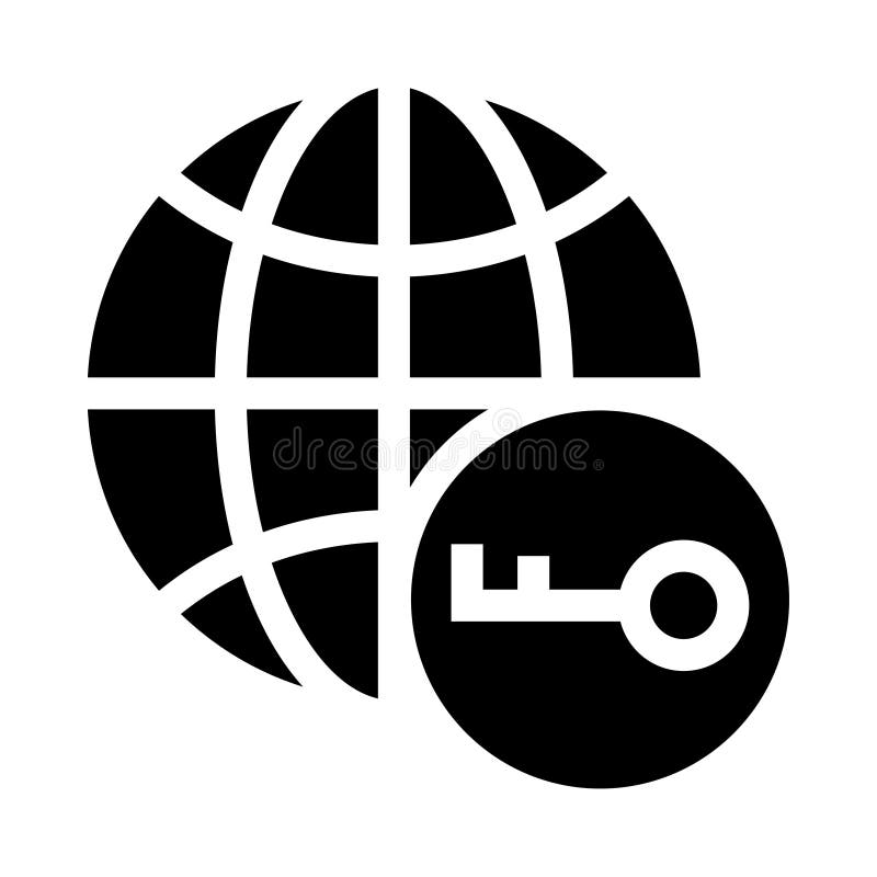 Global key glyphs icon vector illustration