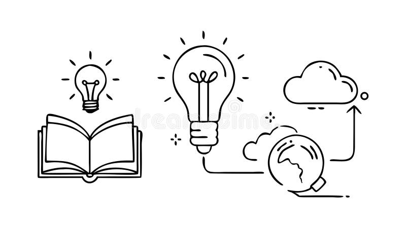 Global Knowledge Idea Icon, Connected Learning Insight, vector design Generative AI royalty free illustration
