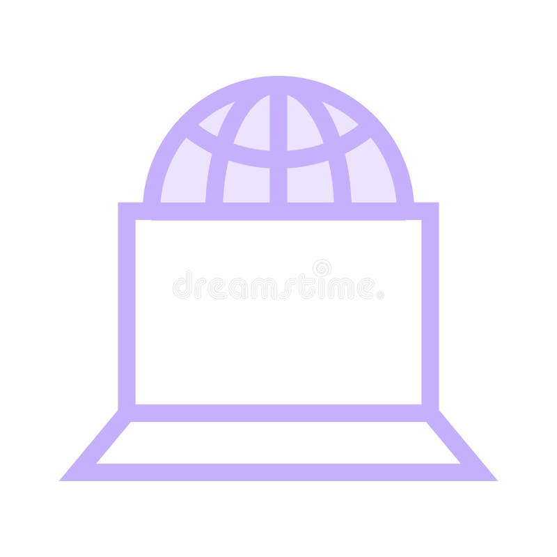 Global laptop color line icon royalty free illustration