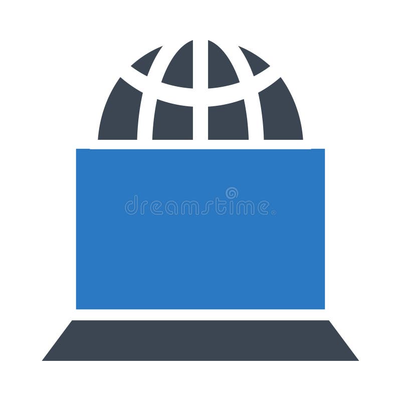 Global laptop glyphs double color icon vector illustration