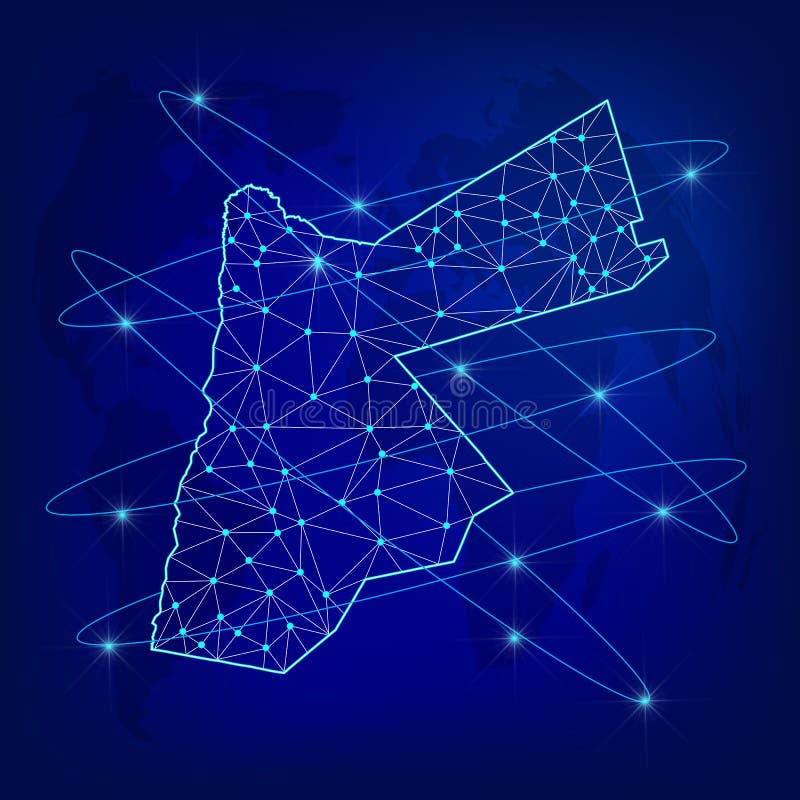 Global Logistics Network Concept. Communications Network Map Jordan On