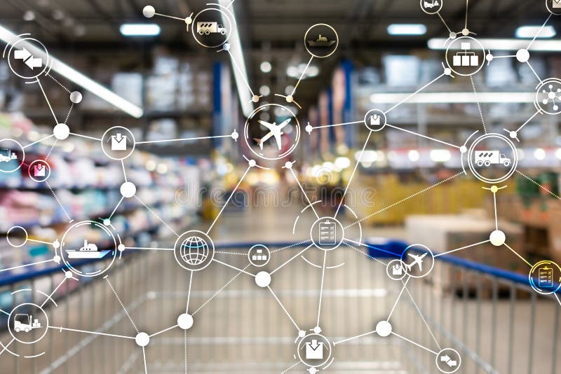 Global logistics network concept. Delivery Planning on virtual screen. stock image