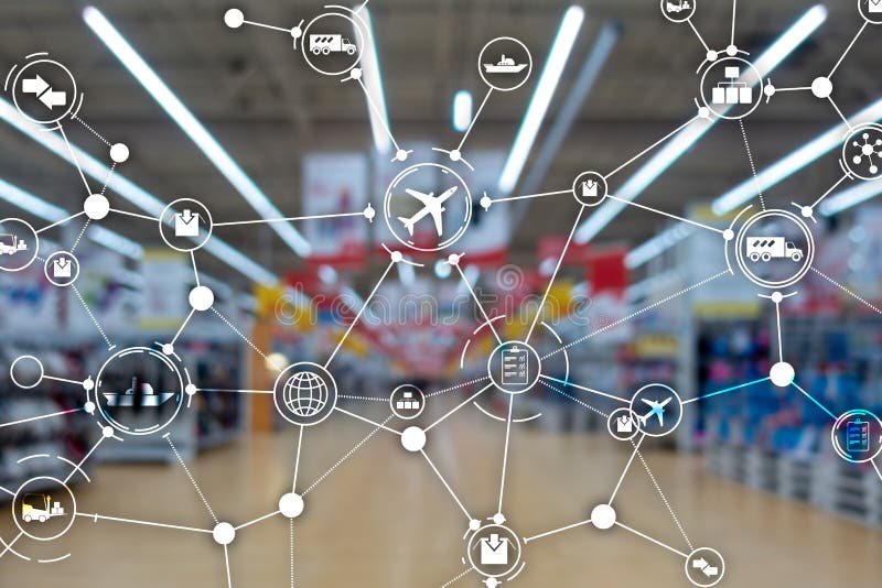 Global logistics network concept. Delivery Planning on virtual screen. royalty free stock images