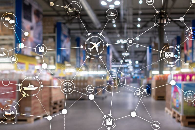 Global logistics network concept. Delivery Planning on virtual screen. royalty free stock photography