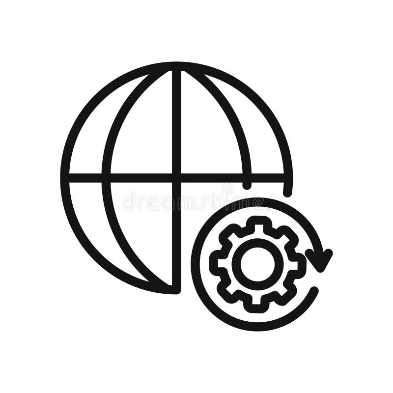 Global Management Black and White Icon Illustration Stock Vector