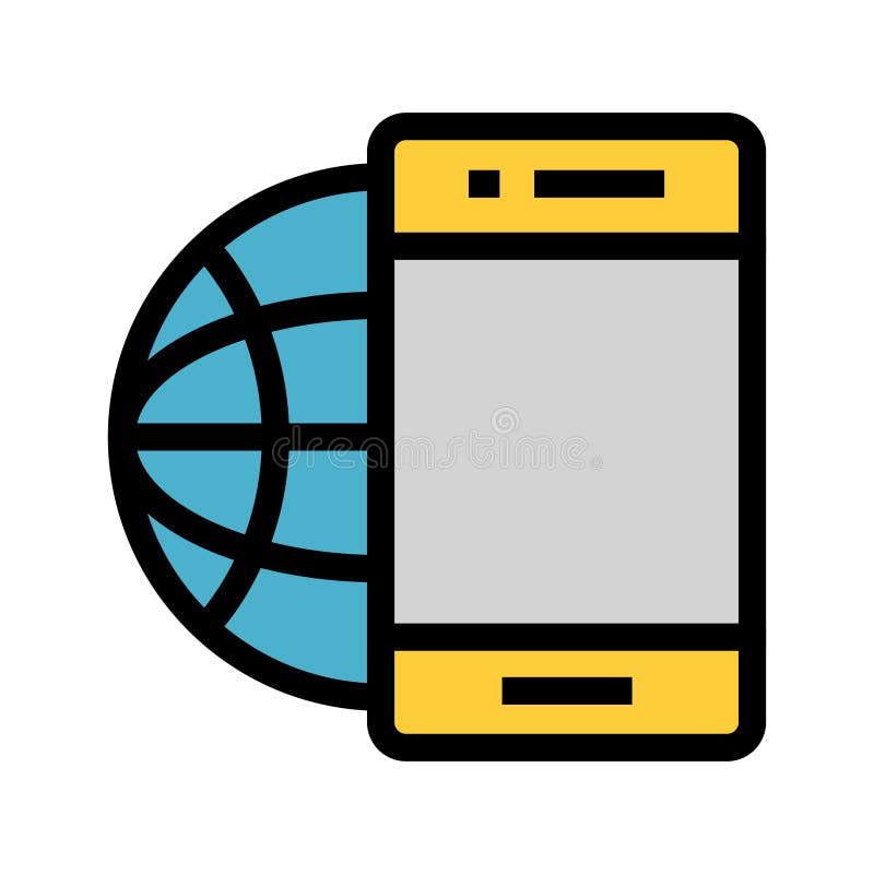 Global mobile color line icon royalty free illustration