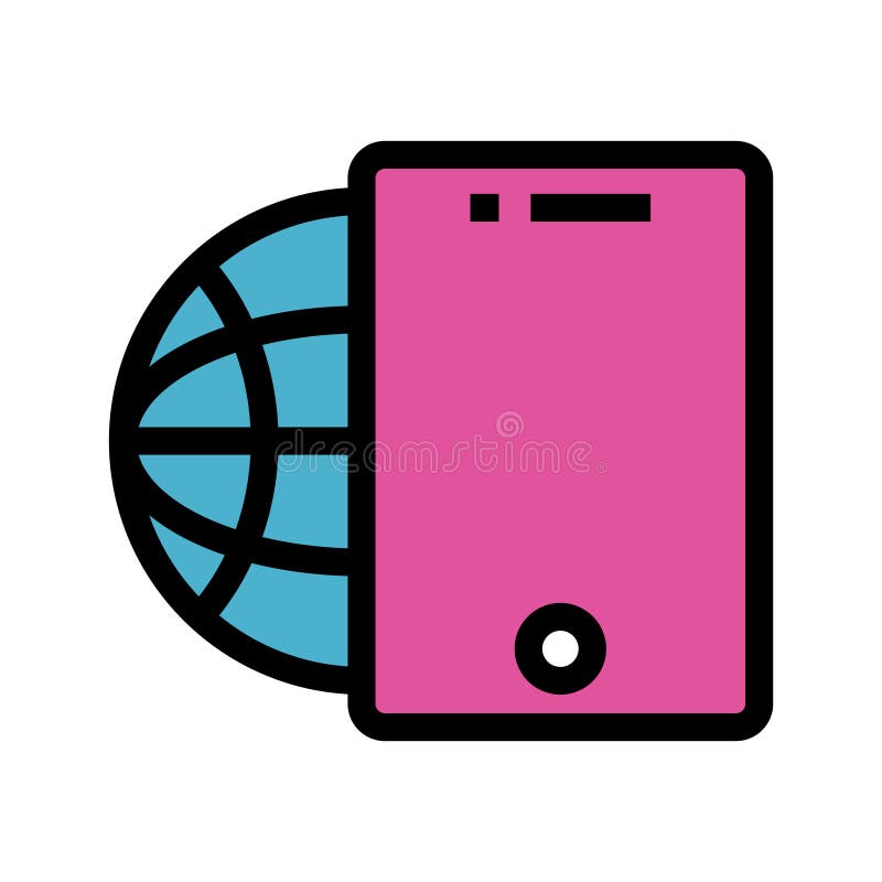 Global mobile color line icon royalty free illustration