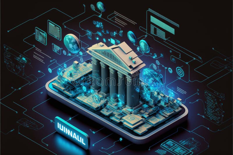 Global Mobile Finance: Harnessing the Power of Data and financial security. royalty free illustration.