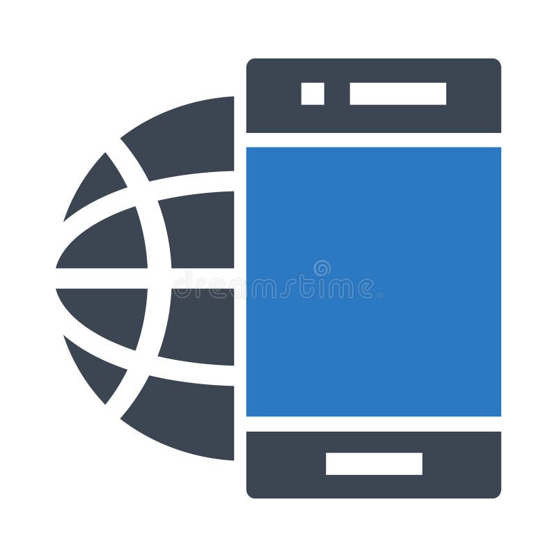 Global mobile glyphs double color icon royalty free illustration