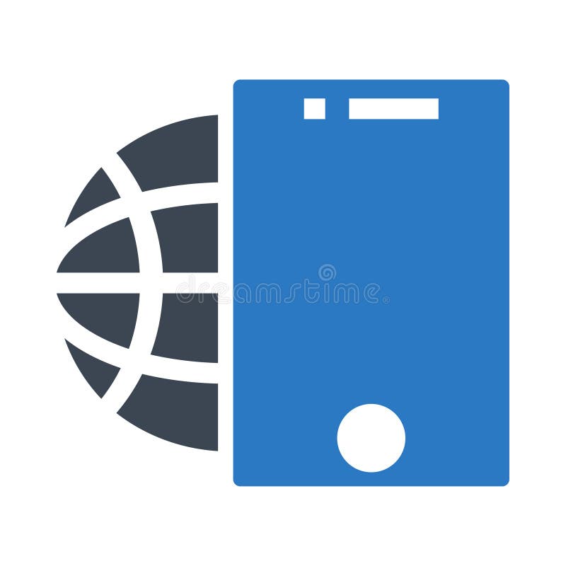 Global mobile glyphs double color icon stock illustration