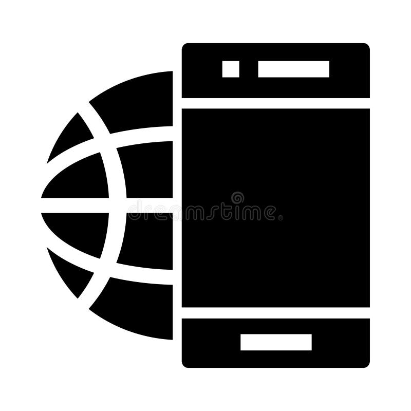 Global mobile glyphs icon vector illustration