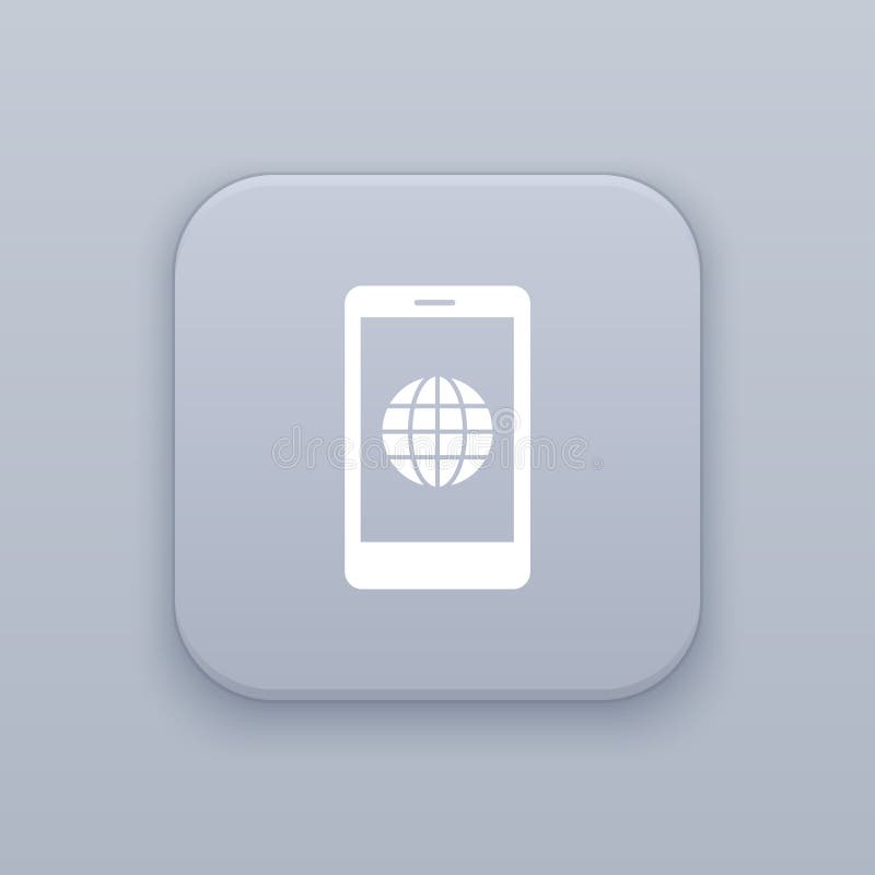Global mobile, gray vector button with white icon royalty free illustration