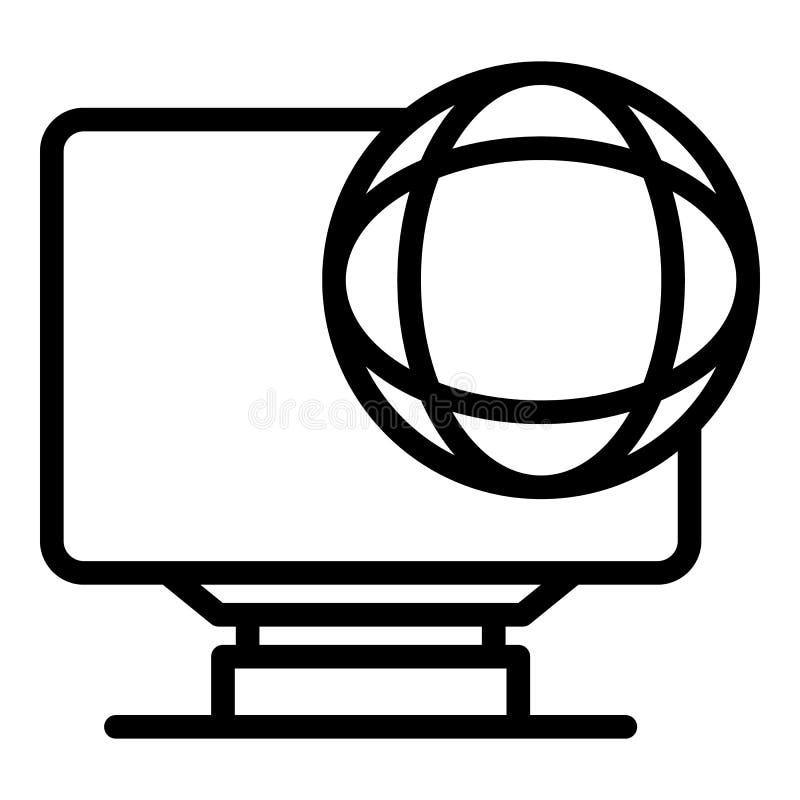 Global monitor icon, outline style royalty free illustration