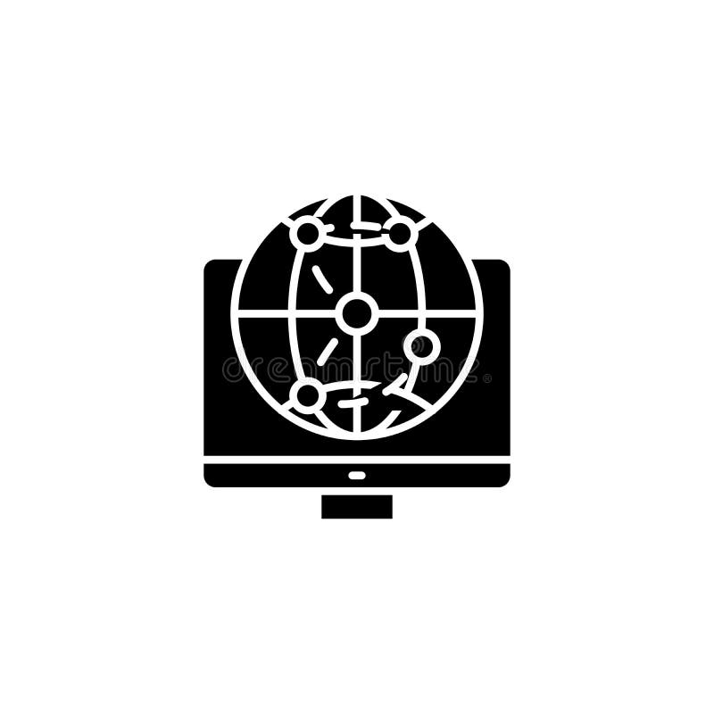 Global Network Black Icon Concept. Global Network Flat Vector Symbol