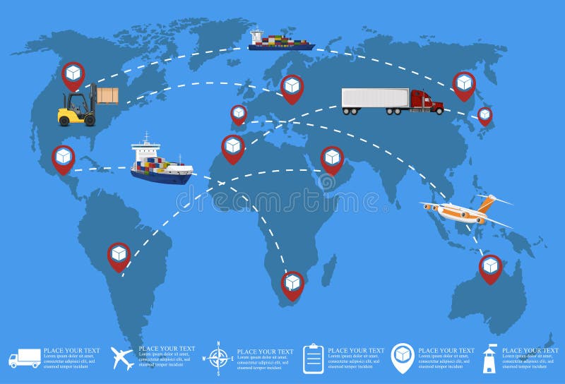 Global network of commercial cargo transportation