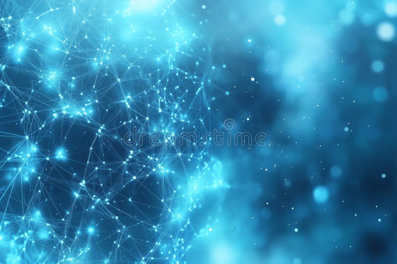 Global network and communication concept with glowing plexus sphere on blue background royalty free illustration
