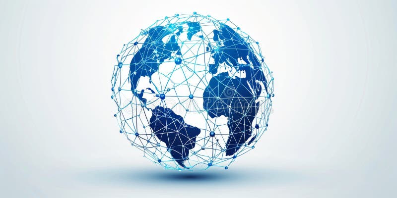 Global Network Concept with Connected Lines and Dots on a Blue Earth Globe royalty free illustration