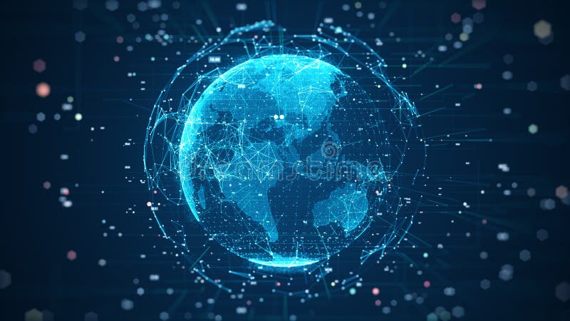Global network connection and data connections concept stock photo