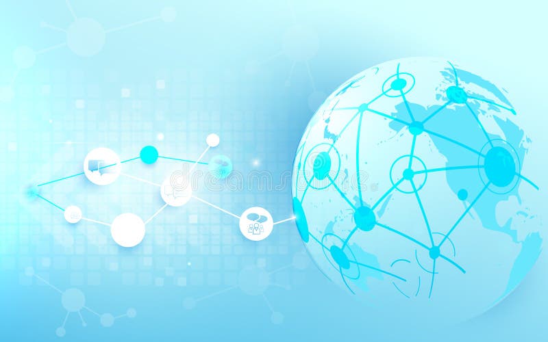 Global network connection and World map with Social communications background royalty free illustration