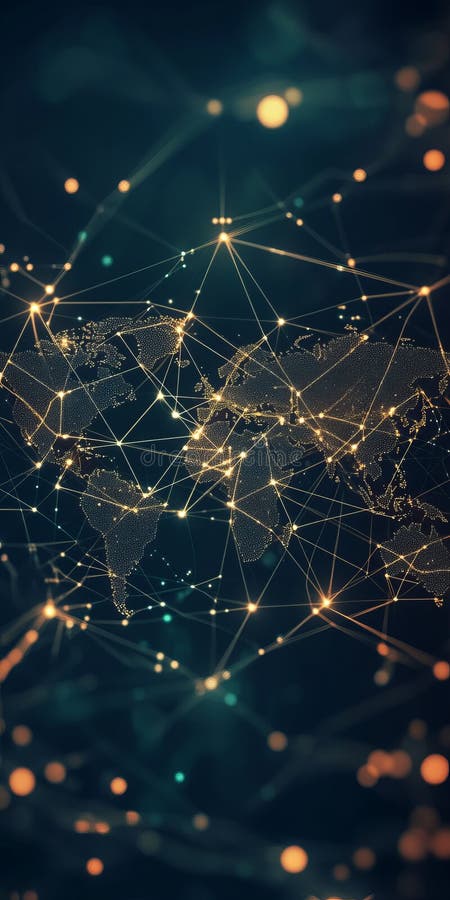 Global Network Connections with Abstract Light Visualization royalty free illustration
