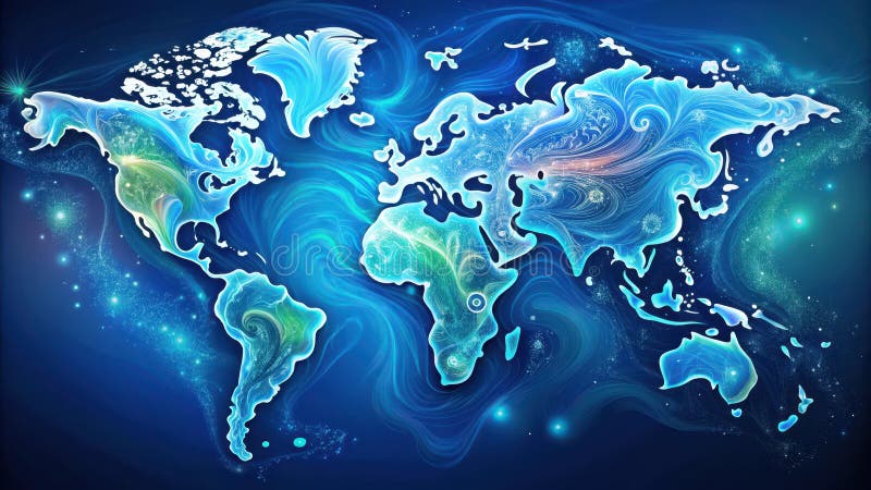 Global network connections an abstract world map illustration. Generative AI vector illustration