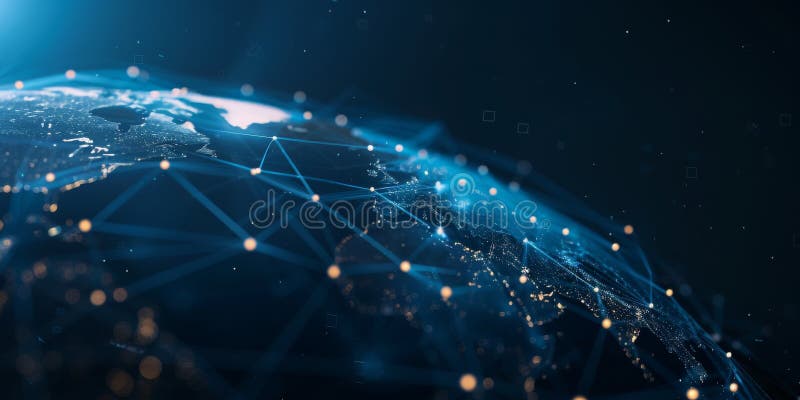 Global Network Connections Across the Earth in Space royalty free illustration